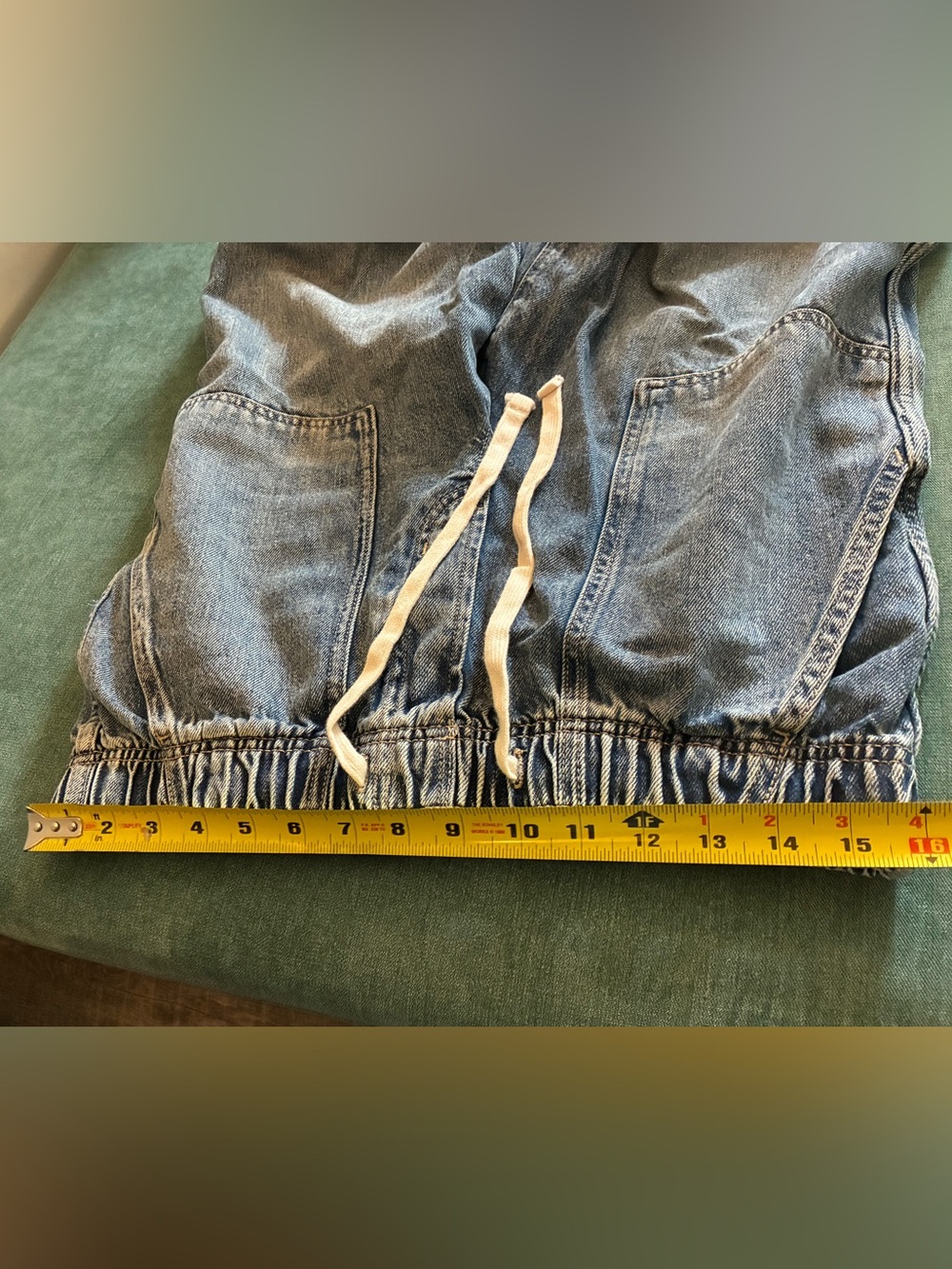 GAP Mid Rise SuperSoft Pull-On Light Blue Washed Barrel Jeans with Drawstring - Picture 2 of 5